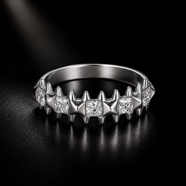 925 Sterling Silver 0.24cm White Gold Plated Ring with CZ for Women Size 6 - 0