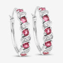1.28 Carat Genuine Pink Tourmaline and White Topaz .925 Sterling Silver Earrings-4