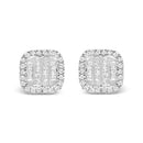 10K White Gold 7/8 Cttw Diamond Princess Composite and Halo Stud Earrings (I-J Color, I1-I2 Clarity)-1