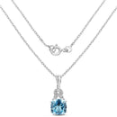 6.97 Carat Genuine Blue Topaz and White Topaz .925 Sterling Silver Pendant-2