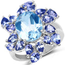 6.52 Carat Genuine Blue Topaz & Tanzanite .925 Sterling Silver Ring-1