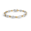 10k Two-Toned Gold 2.00 Cttw Channel Set Baguette-Diamond Weave and  "X" Spiral Link Bracelet (H-I Color, I1-I2 Clarity) - 7"-1
