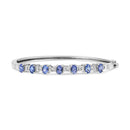 14K White Gold 5 MM Oval Blue Tanzanite and 1/4 Cttw Diamond Bangle (H-I Color, VS2-SI1 Clarity) - Fits wrists up to 7 1/2 Inches-3