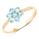 0.57 Carat Genuine Swiss Blue Topaz and White Diamond 10K Yellow Gold Ring-1