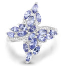 1.73 Carat Genuine Tanzanite and White Zircon .925 Sterling Silver Ring-3
