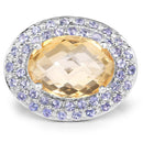 5.78 Carat Genuine Citrine and Tanzanite .925 Sterling Silver Ring-4