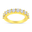 14K Yellow Gold Plated .925 Sterling Silver 2.0 Cttw Round Brilliant Cut Diamond 10 Stone Anniversary Band Ring (J-K Color, I1-I2 Clarity) - Size 7-1