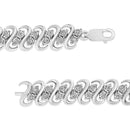 .925 Sterling Silver 1/2 Cttw Diamond Double Row S-Link Bracelet (I-J Color, I2-I3 Clarity) - 7.5" Inches-3