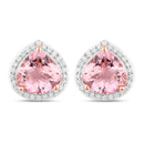 3.27 Carat Genuine Morganite and White Diamond 14K Rose Gold Earrings-1