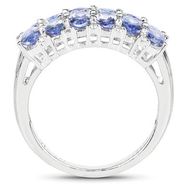 3.16 Carat Genuine Tanzanite & White Topaz .925 Sterling Silver Ring - 0