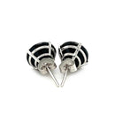 14k White Gold 8.0mm Round Black CZ Stud Earrings-3
