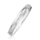 Classic Floral Carved Bangle in 14k White Gold (8.0mm)-1