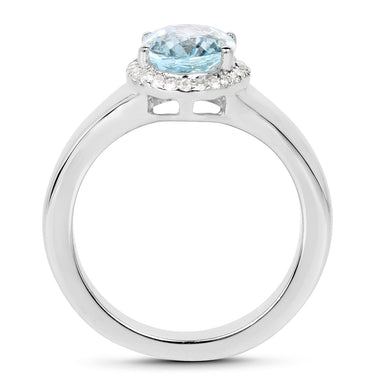 2.63 Carat Genuine  Blue Topaz and White Topaz .925 Sterling Silver Ring - 0