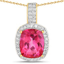6.87 Carat Genuine Pink Topaz and White Topaz .925 Sterling Silver Pendant-1