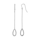 Textured Pear Shaped Long Drop Earrings in 14k White Gold-1