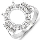 0.83 Carat Genuine White Diamond 14K White Gold Semi Mount Ring - holds 11x9mm Oval Gemstone-1