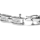 14K White Gold 3.0 Cttw Invisible Set Princess Cut Diamond Link and Buckle 7.25" Tennis Bracelet (I-J Color, I1-I2 Clarity)-2