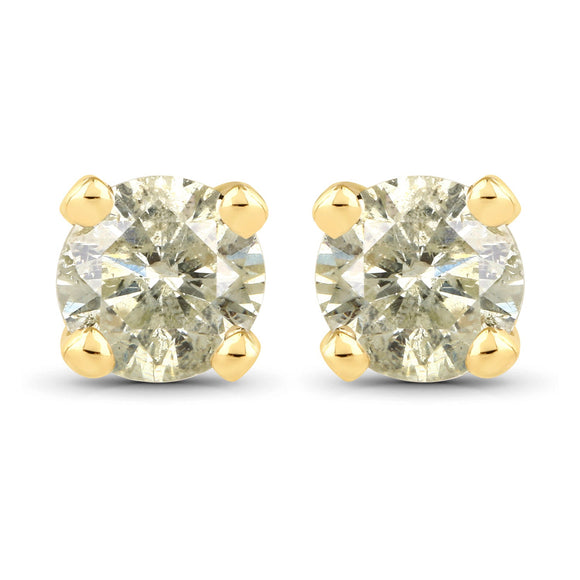 0.92 Carat Genuine LB Diamond 14K Yellow Gold Earrings