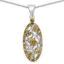 0.27 Carat Genuine Yellow Diamond .925 Sterling Silver Pandent-1
