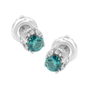14K White Gold 1/2 cttw White and Treated Blue Round Diamond Earrings (I-J I2-I3)-1