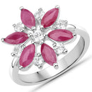 1.81 Carat Genuine Ruby and White Topaz .925 Sterling Silver Ring-1