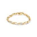 10K Yellow and White Gold 1/2 Cttw Channel Set Diamond Infinity Link 7" Tennis Bracelet (H-I Color, I1-I2 Clarity)-1