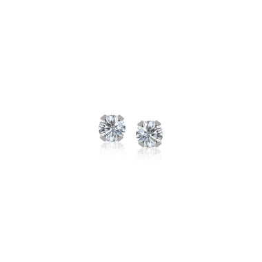14k White Gold White Cubic Zirconia 2mm Stud Earrings - 0