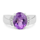 3.32 Carat Genuine  Amethyst and White Topaz .925 Sterling Silver Ring-3