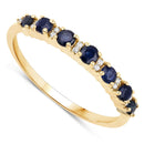 0.43 Carat Genuine Blue Sapphire and White Diamond 14K Yellow Gold Ring-2