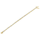 10K Yellow and White Gold 2.00 cttw Round and Baguette-Cut Diamond Link Bracelet (I-J Color, I2-I3 Clarity) - Size 7.25"-5
