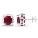 6.12 Carat Dyed Ruby, Ruby and White Topaz .925 Sterling Silver Earrings-2