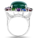 26.67 Carat Genuine Multi Stones .925 Sterling Silver Ring-2