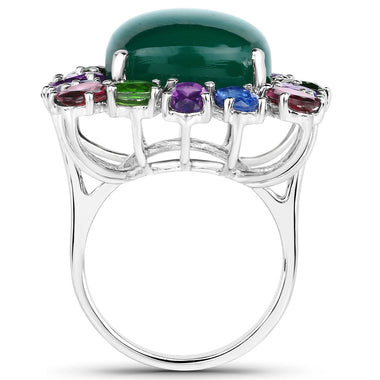 26.67 Carat Genuine Multi Stones .925 Sterling Silver Ring - 0