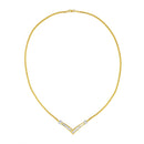 10K Yellow and White Gold 1/2 Cttw Princess Cut Diamond Channel-Set â€œVâ€ Shape 18" Franco Chain Necklace (H-I Color, SI2-I1 Clarity)-2