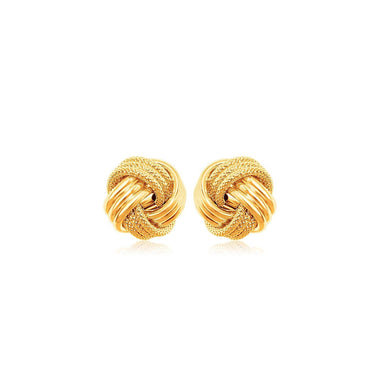 10k Yellow Gold Love Knot with Ridge Texture Earrings - 0