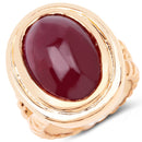 14K Rose Gold Plated 17.60 Carat Genuine Glass Filled Ruby .925 Sterling Silver Ring-1