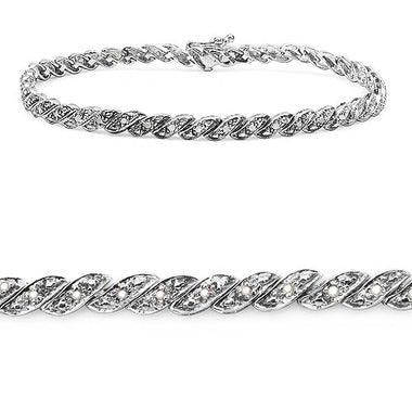 0.27 Carat Genuine White Diamond .925 Sterling Silver Bracelet - 0