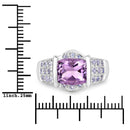 3.08 Carat Genuine Amethyst and Tanzanite .925 Sterling Silver Ring-3