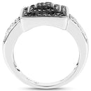 0.55 Carat Genuine Black Diamond and White Diamond .925 Sterling Silver Ring-2