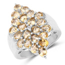 3.54 Carat Genuine Citrine and White Topaz .925 Sterling Silver Ring-1