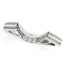 14k White Gold Round Diamond Curved Antique Wedding Band (1/4 cttw)-1