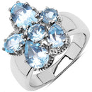 3.56 Carat Genuine Blue Topaz .925 Sterling Silver Cluster Ring-1