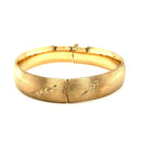 Classic Floral Carved Bangle in 14k Yellow Gold (13.5mm)-2