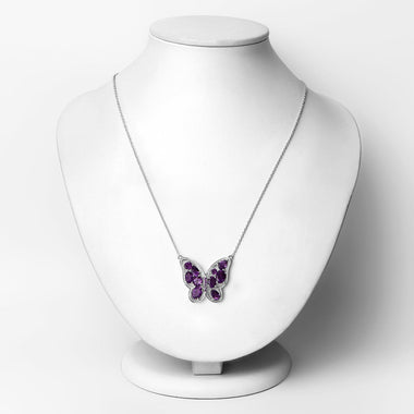 4.32 Carat Genuine Amethyst .925 Sterling Silver Necklace - 0