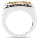 0.63 Carat Genuine Champagne Diamond and Yellow Diamond .925 Sterling Silver Ring-2