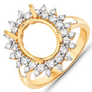 0.79 Carat Genuine White Diamond 14K Yellow Gold Semi Mount Ring - holds 11x9mm Oval Gemstone-1