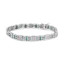 14K White Gold Princess-Cut white and Blue Diamond 3.00 cttw Fashion Link Bracelet (H-I Color, SI1-SI2 Clarity)-1
