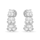14K White Gold 7/8 cttw Baguette & Round Brilliant-Cut Diamond Dangle Multi Row Earrings (H-I Color, SI2-I1 Clarity)-2