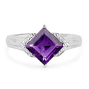 2.55 Carat Genuine Amethyst and White Topaz .925 Sterling Silver Ring-3