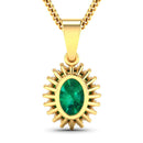 1.13 Carat Genuine Zambian Emerald and White Diamond 14K Yellow Gold Pendant-3